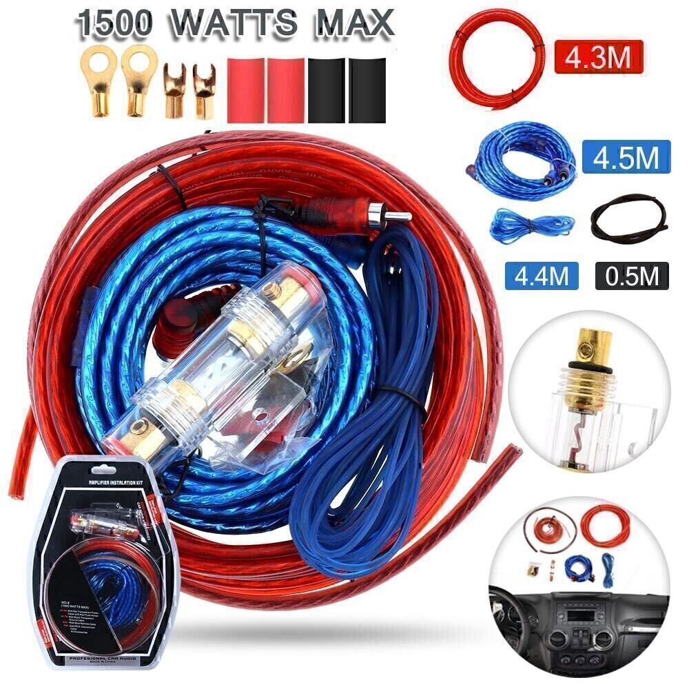 1500W Car Audio Cable Set Amp Amplifier Install RCA Subwoofer Sub Wiring 8 Gaug*