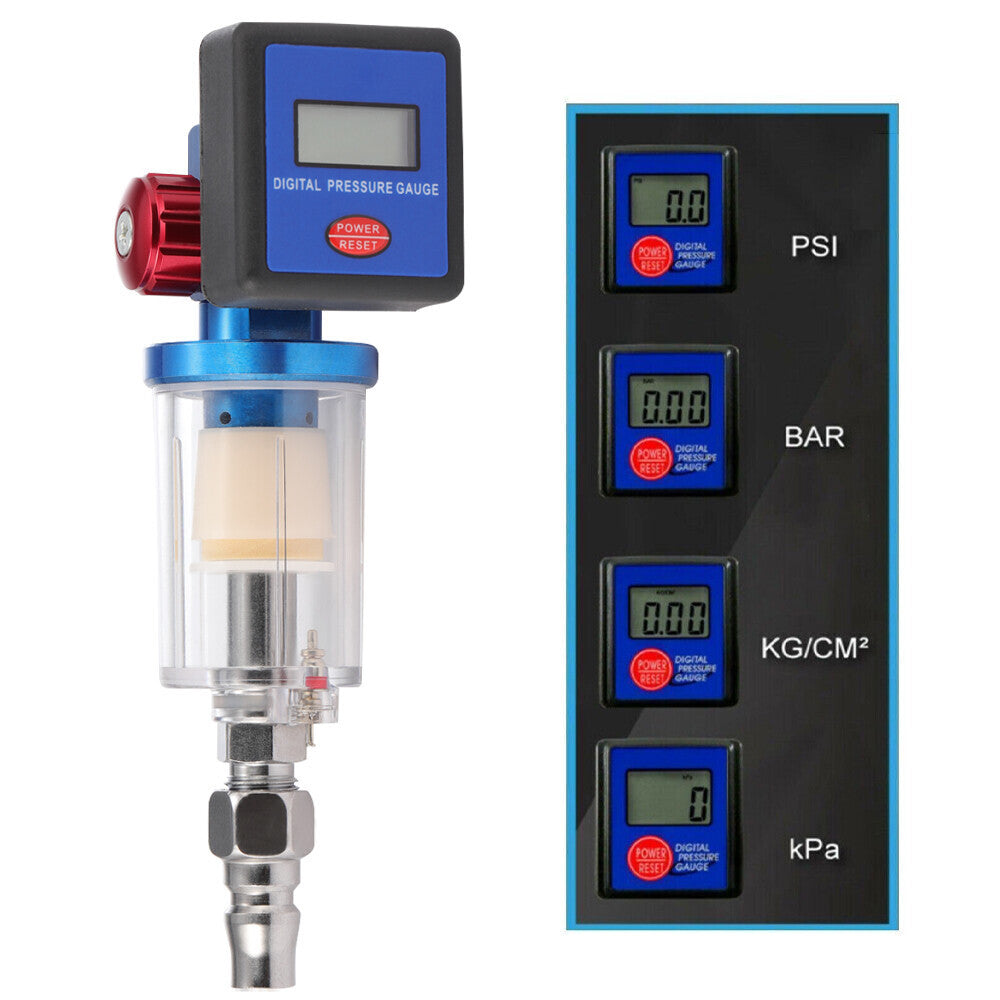 Spray Gun Digital Paint Air Pressure Regulator Gauge Water Trap Filter Evmaaahg
