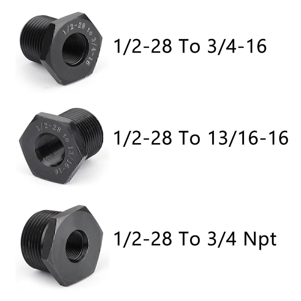 3PCS 1/2-28 to 3/4-16, 13/16-16, 3/4 NPT Thread Oil Filter Adapters Black US*