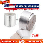 2"x 16' Adhesive Exhaust Header Turbo Manfold Pipe Aluminum Heat Shield WrapTape