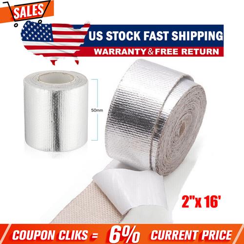 2"x 16' Adhesive Exhaust Header Turbo Manfold Pipe Aluminum Heat Shield WrapTape