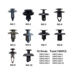 100x Trunk Screw Rivets Car Bumper Fender for Auto Plastic Fastener Clips-Set
