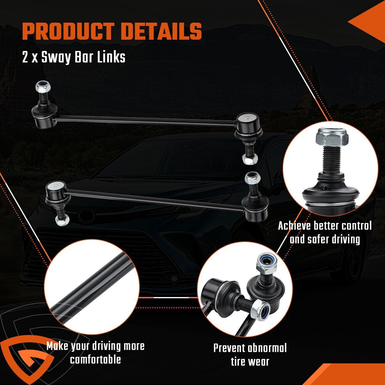 2 Front Sway Bar End Links for 2011 2012 2013 2014 2015 2016-2020 Toyota Sienna