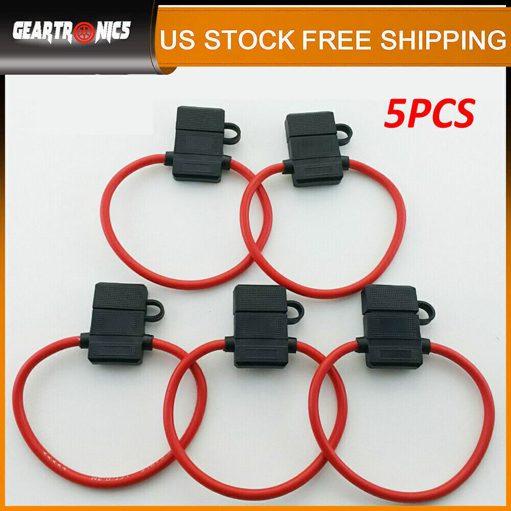 18 Gauge ATC ATO In-Line Fuse Holder Wire 12V Blade Waterproof 5 Pack 5 Amp!