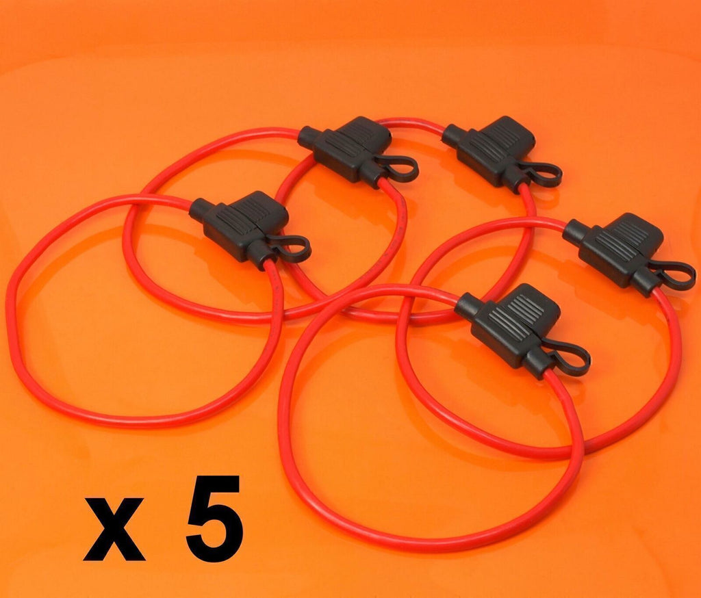 18 Gauge ATC ATO In-Line Fuse Holder Wire 12V Blade Waterproof 5 Pack 5 Amp!