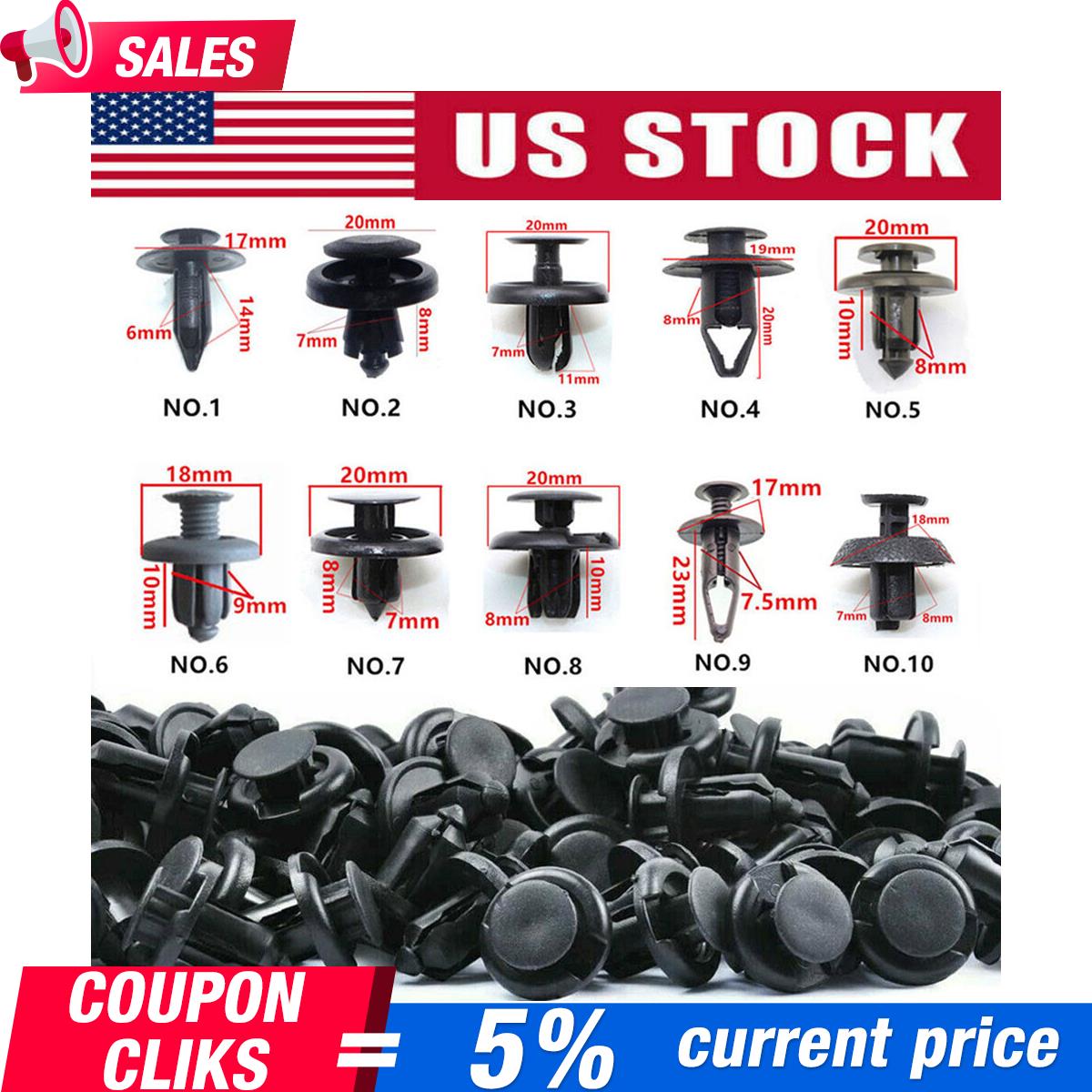 100Pack Fender Clips Trim Car Auto Push Pin Rivet Bumper Fastener-Panel Retainer