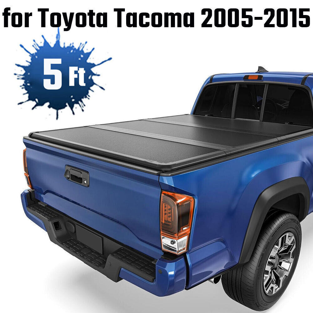5FT Hard Tonneau Cover Pickup Truck Bed Fit for 2005-2015 Toyota Tacoma Tri-Fold