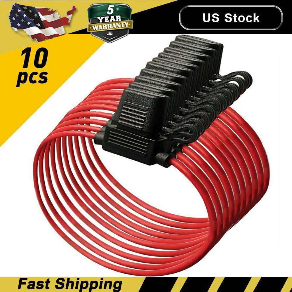 Inline Fuse Holder to Accept 12V 30A Small Blade Fuses Splash Proof Car 18AWG U!