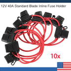 Inline Fuse Holder to Accept 12V 30A Small Blade Fuses Splash Proof Car 18AWG U!
