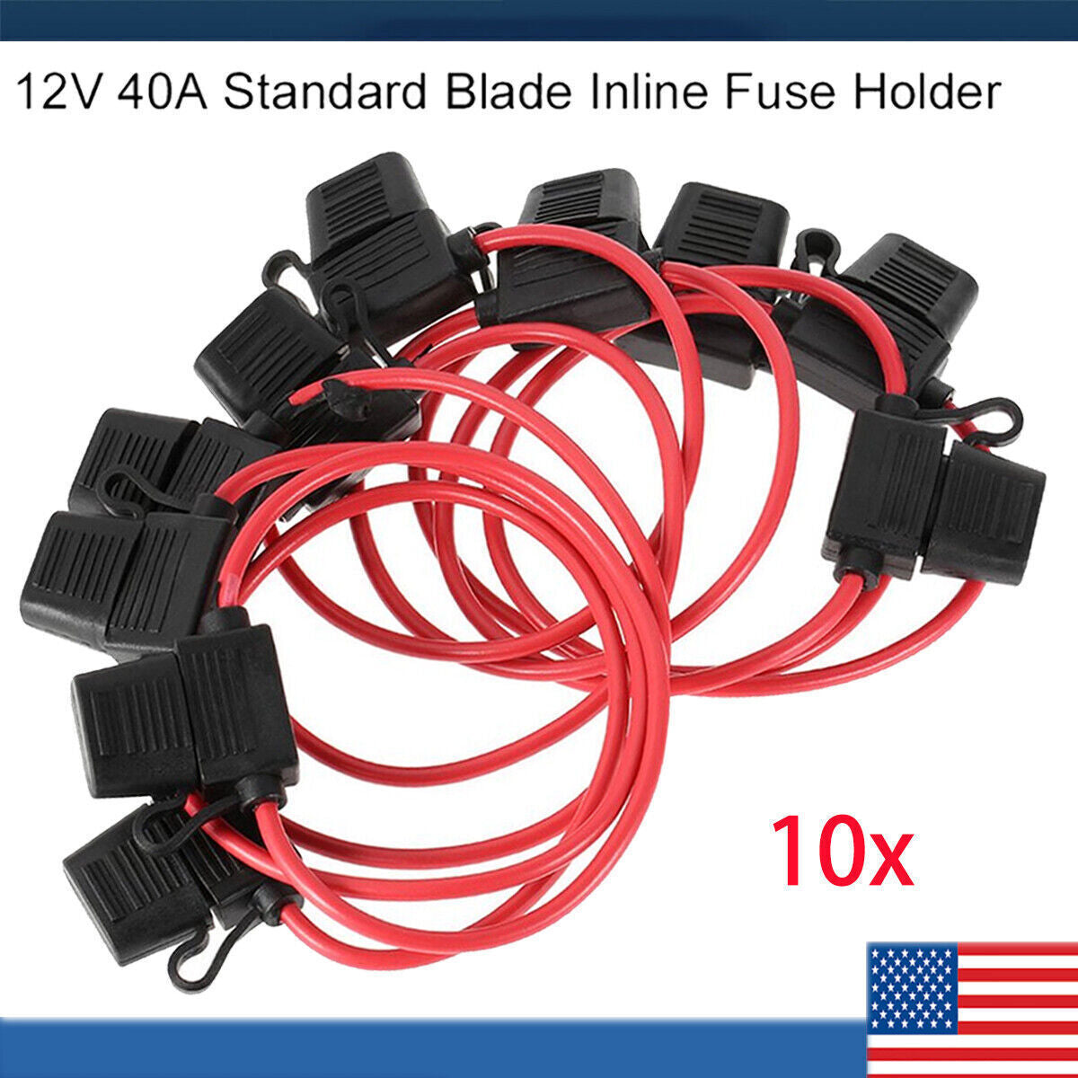 Inline Fuse Holder to Accept 12V 30A Small Blade Fuses Splash Proof Car 18AWG U!