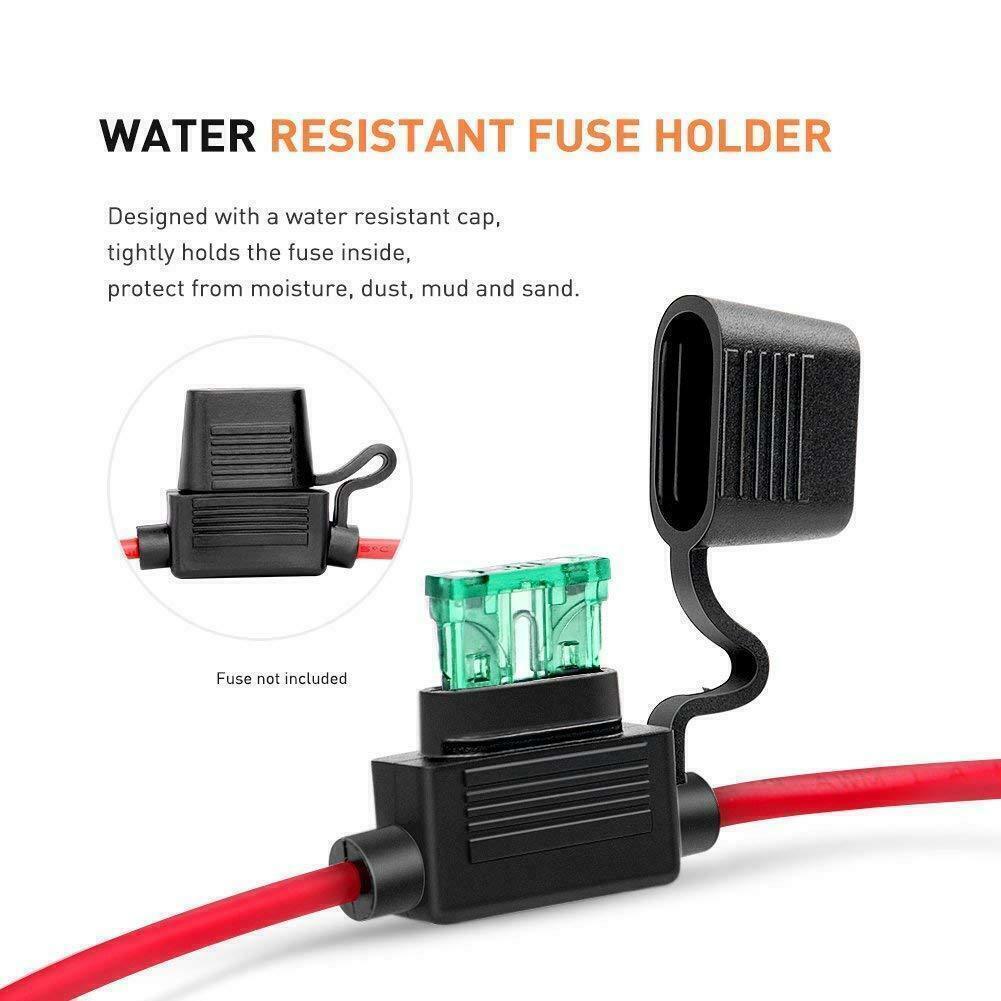 Inline Fuse Holder to Accept 12V 30A Small Blade Fuses Splash Proof Car 18AWG U!