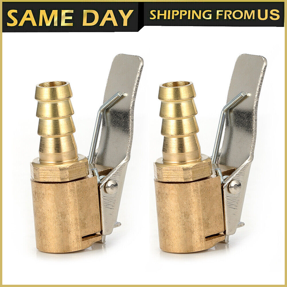 2 Auto Open Flow Straight Lock-On Air Chuck with Clip for Tire Inflator Car Tool
