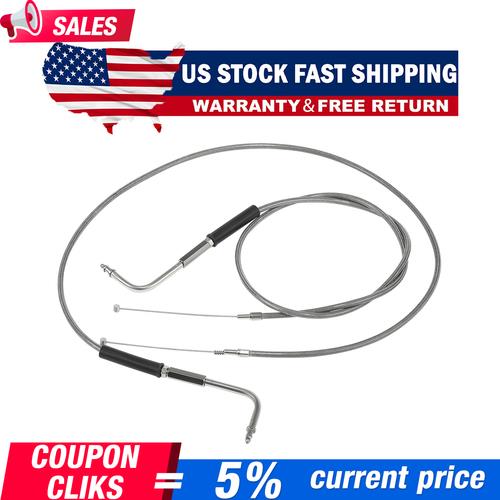 42" Stainless Steel Throttle and Idle Cable Fit for Harley Davidson 56579-02A