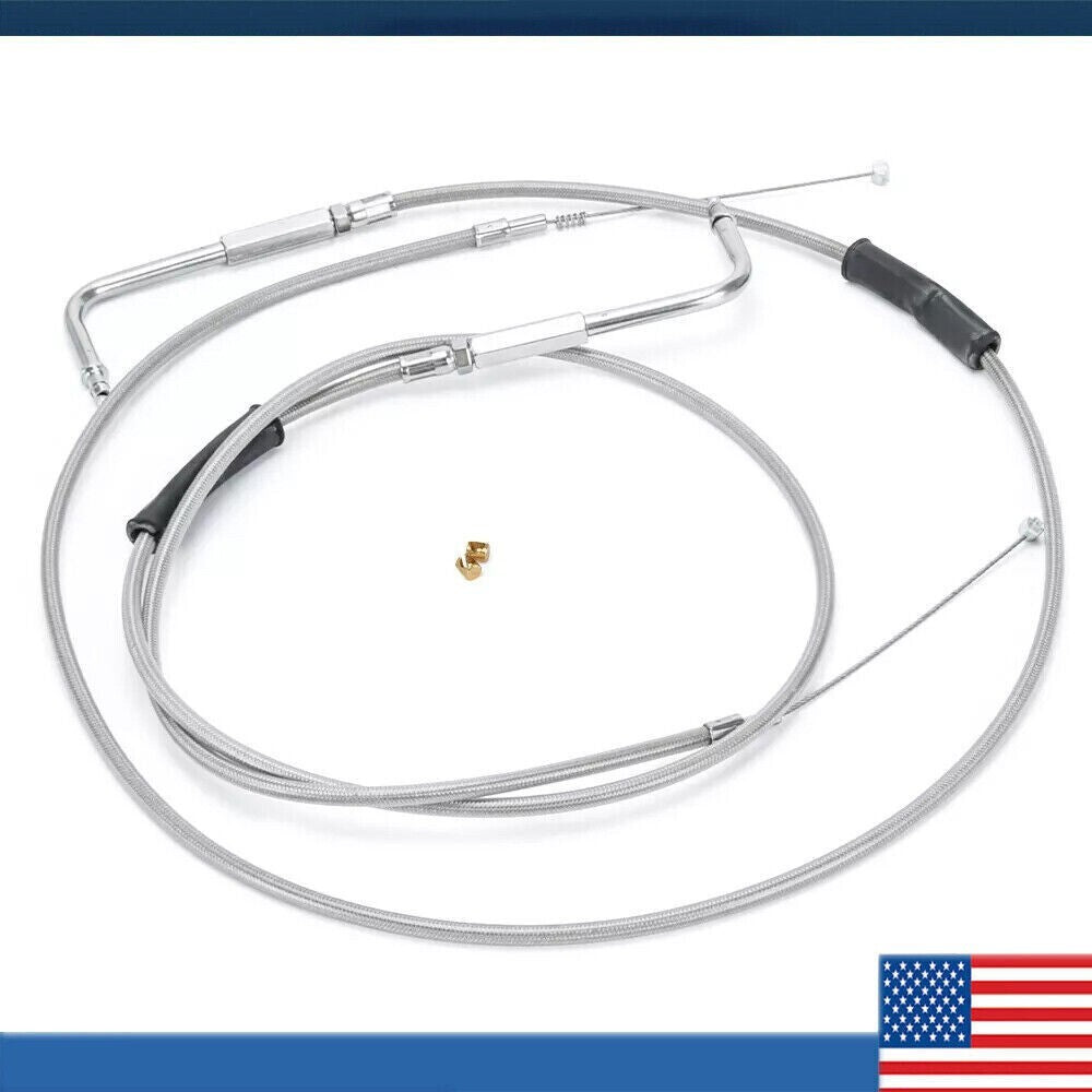 42" Stainless Steel Throttle and Idle Cable Fit for Harley Davidson 56579-02A