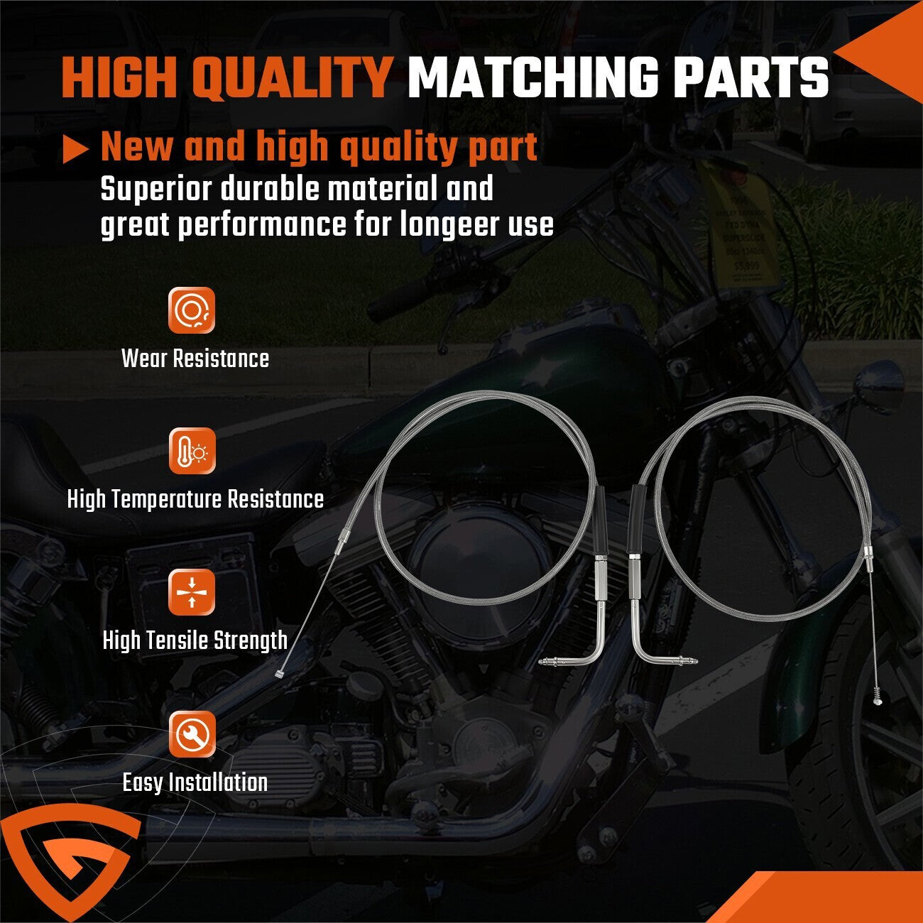 42" Stainless Steel Throttle and Idle Cable Fit for Harley Davidson 56579-02A