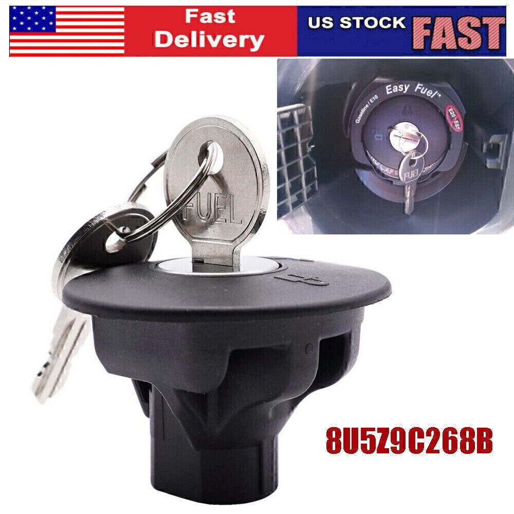 Locking Gas Fuel Tank Plug Cover Cap 8U5Z9C268B For FORD with 2 Keys Direct-Fit