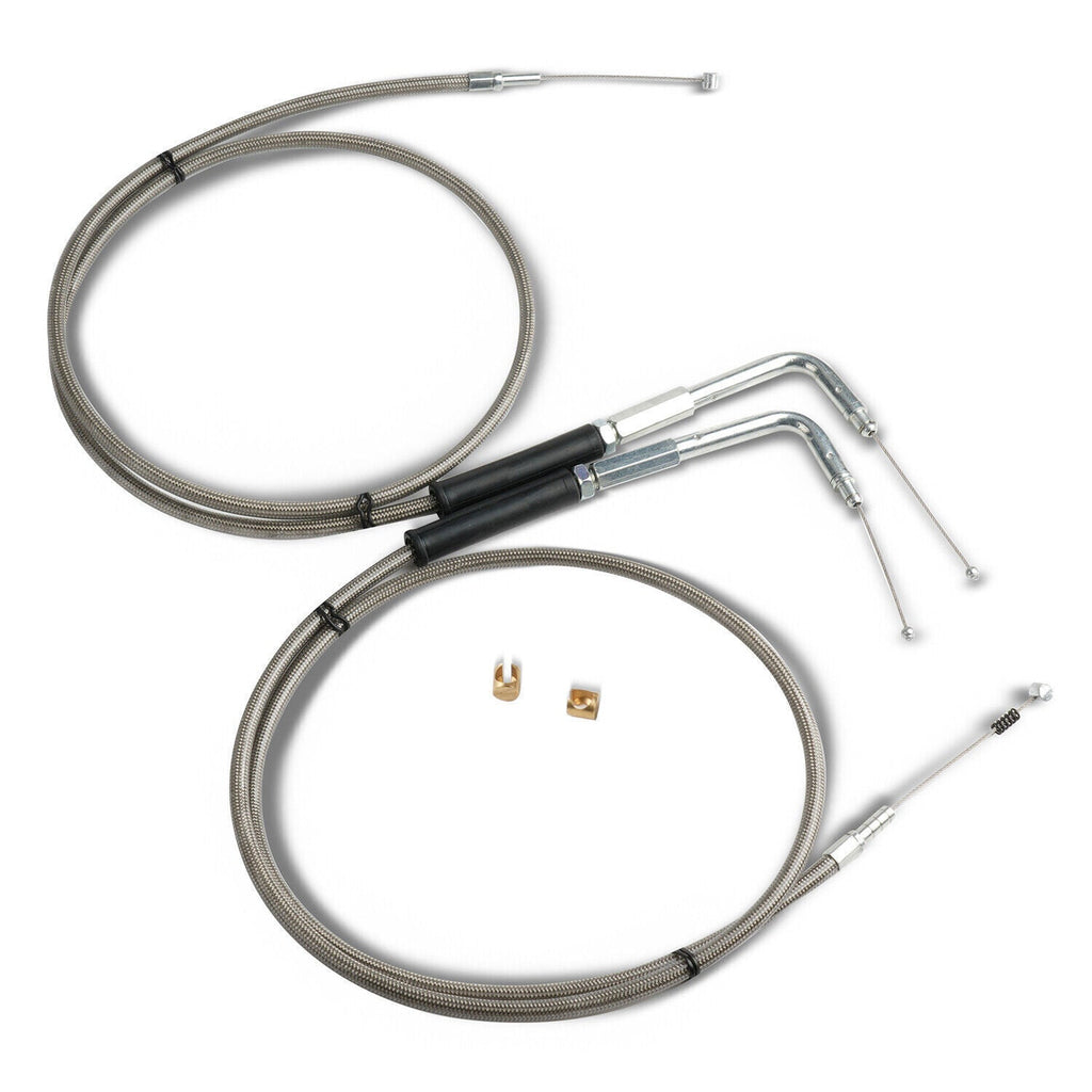 Stainless Steel Throttle and Idle Cable Set fits Harley Davidson 42" A