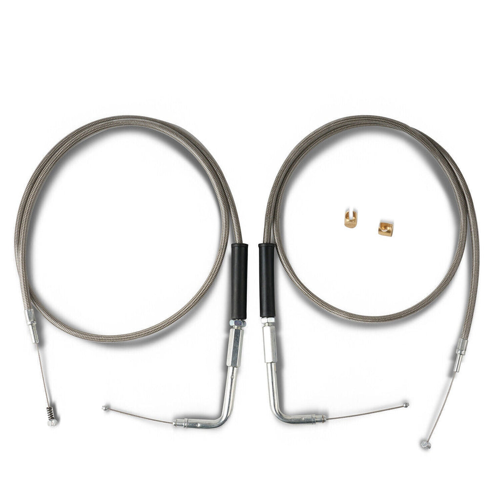 Stainless Steel Throttle and Idle Cable Set fits Harley Davidson 42" A