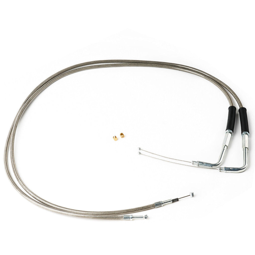 Stainless Steel Throttle and Idle Cable Set fits Harley Davidson 42" A