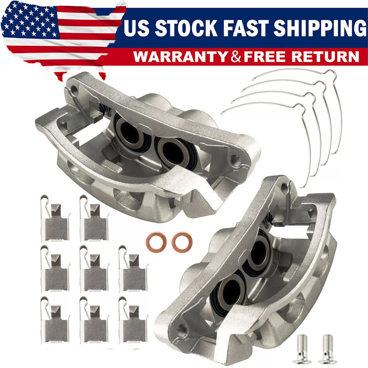 2x Front Brake Calipers for 1999-2004 Ford F-250 F-350 Super Duty Excursion
