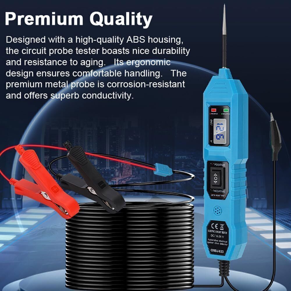 Digital Automotive Power Probe Circuit Tester with Long Test Lead