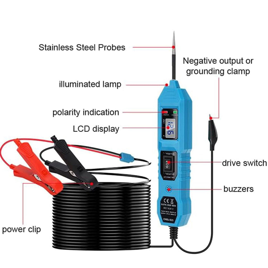 Digital Automotive Power Probe Circuit Tester with Long Test Lead