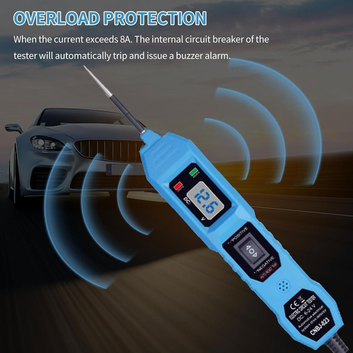 Digital Automotive Power Probe Circuit Tester with Long Test Lead