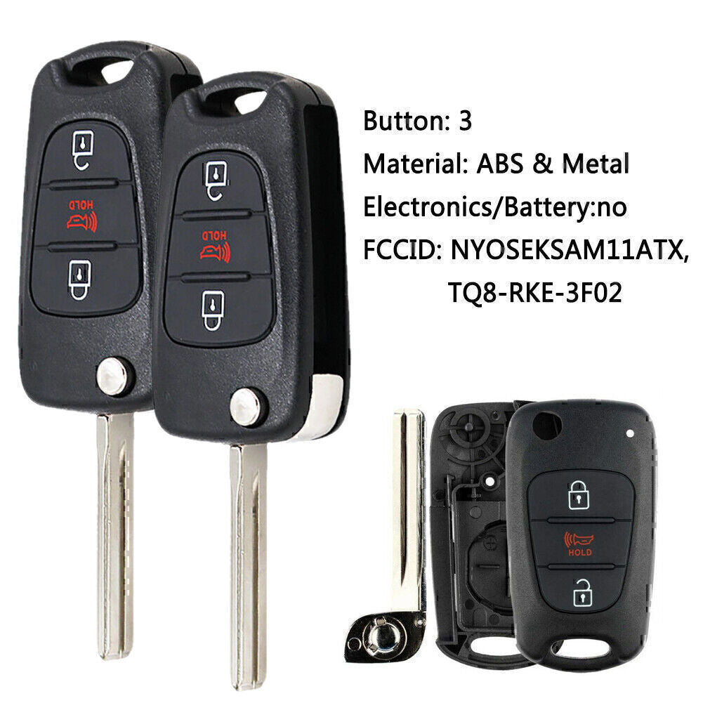 For 2011 -2013 Kia Soul Keyless Flip Remote Car Key Fob Shell Case Pad