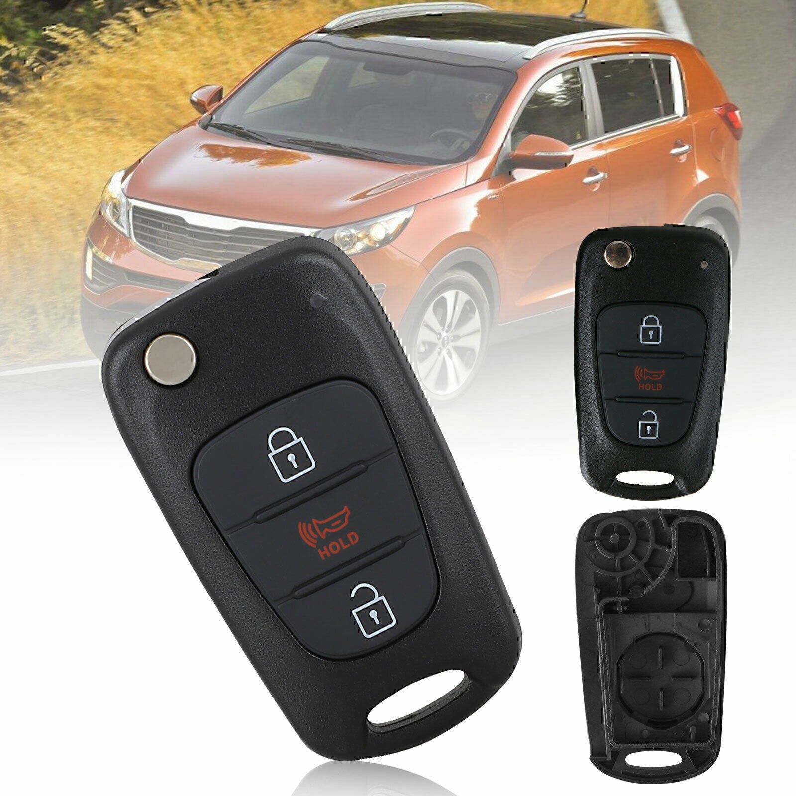 For 2011 -2013 Kia Soul Keyless Flip Remote Car Key Fob Shell Case Pad
