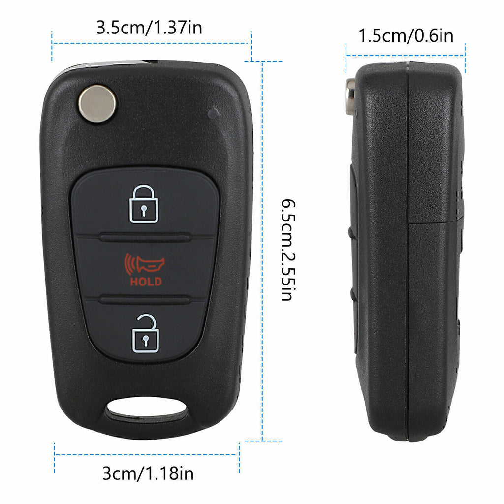 For 2011 -2013 Kia Soul Keyless Flip Remote Car Key Fob Shell Case Pad