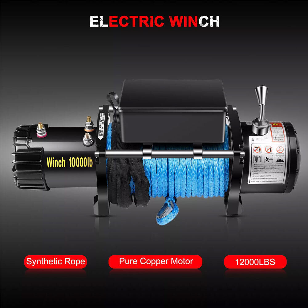 Electric Winch Truck 10,000 lb Synthetic Rope Remote Control Off-Road 4WD Kit-
