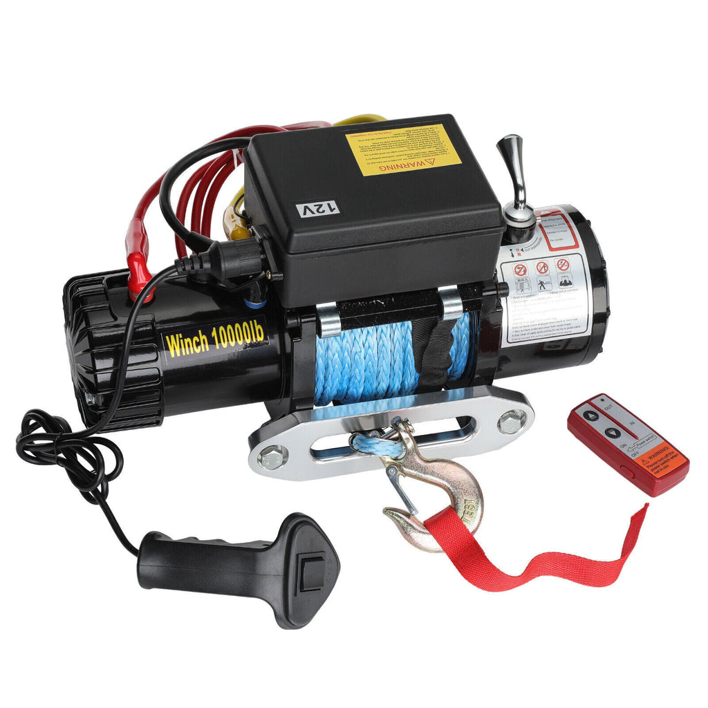 Electric Winch Truck 10,000 lb Synthetic Rope Remote Control Off-Road 4WD Kit-
