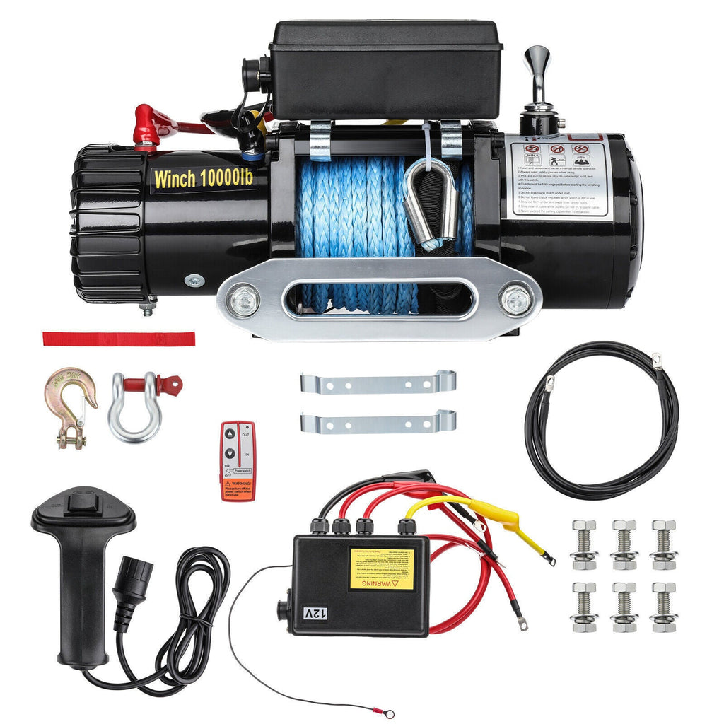 Electric Winch Truck 10,000 lb Synthetic Rope Remote Control Off-Road 4WD Kit-