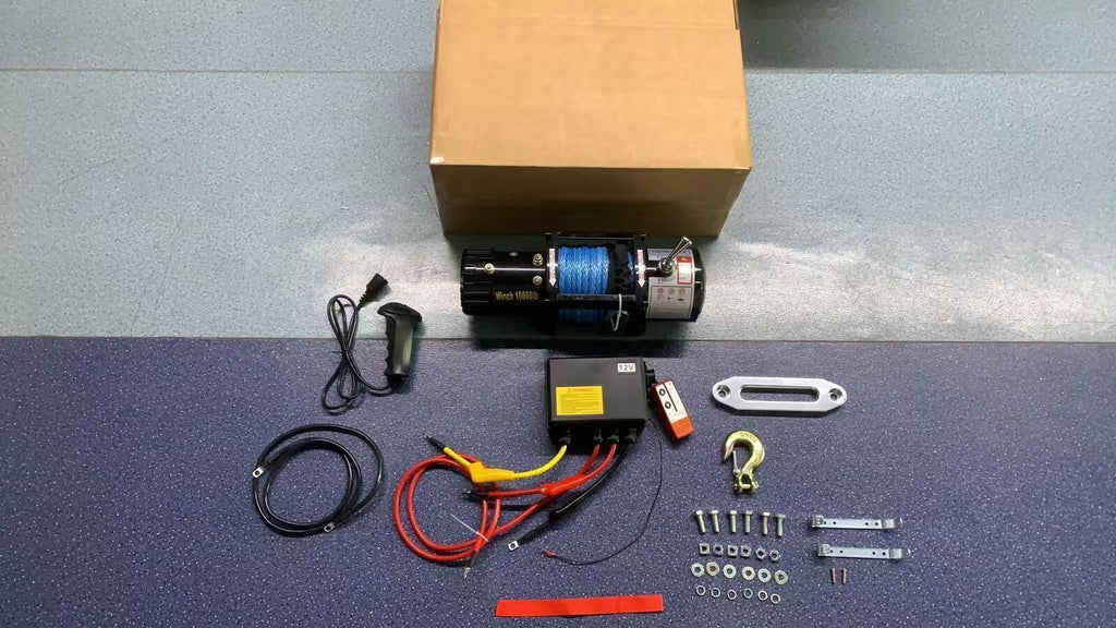 Electric Winch Truck 10,000 lb Synthetic Rope Remote Control Off-Road 4WD Kit-