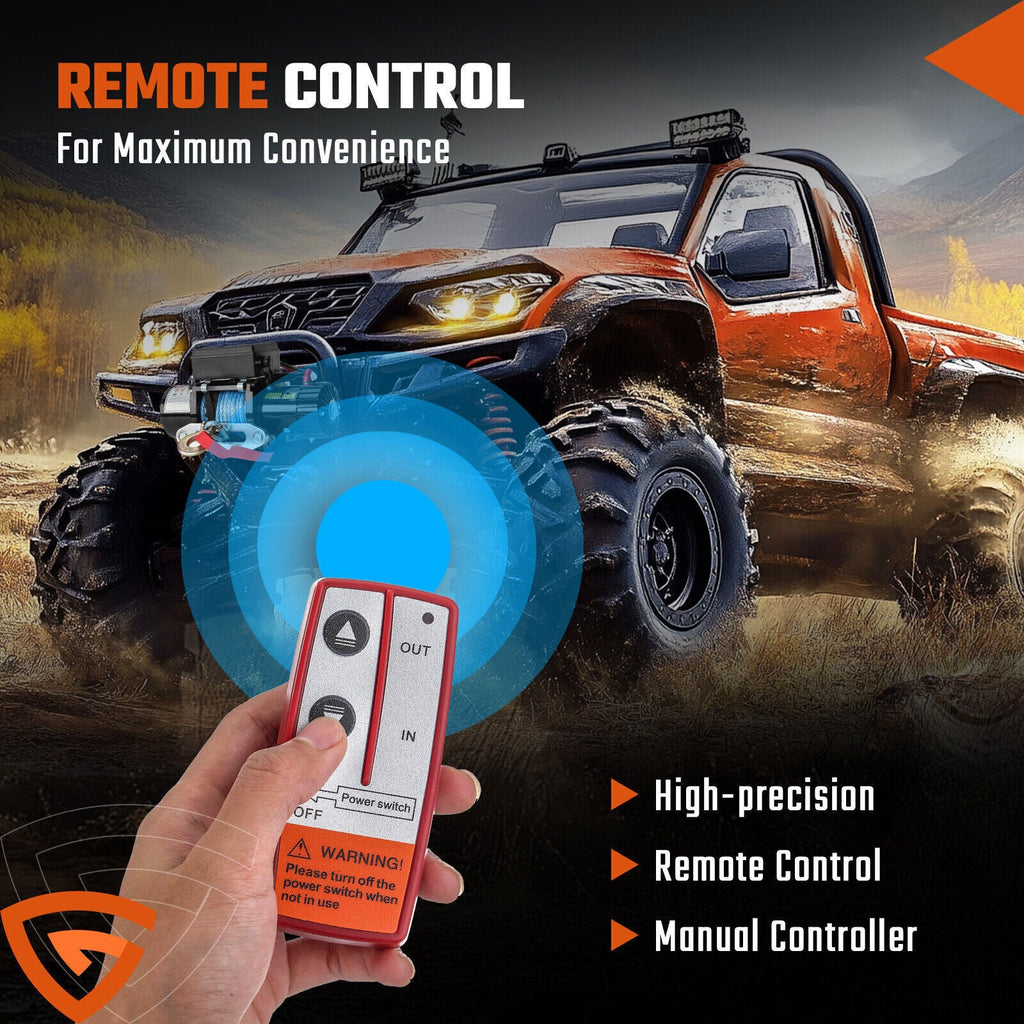 Electric Winch Truck 10,000 lb Synthetic Rope Remote Control Off-Road 4WD Kit-