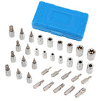34pcs Torx Star Sockets & Bit Set for Male Female E-torx Security Bits 3/8 Drive
