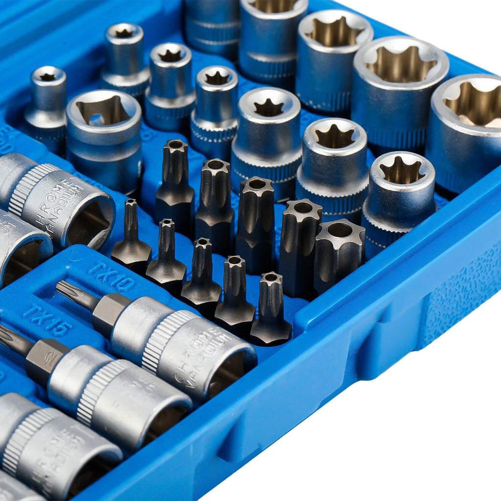 34pcs Torx Star Sockets & Bit Set for Male Female E-torx Security Bits 3/8 Drive