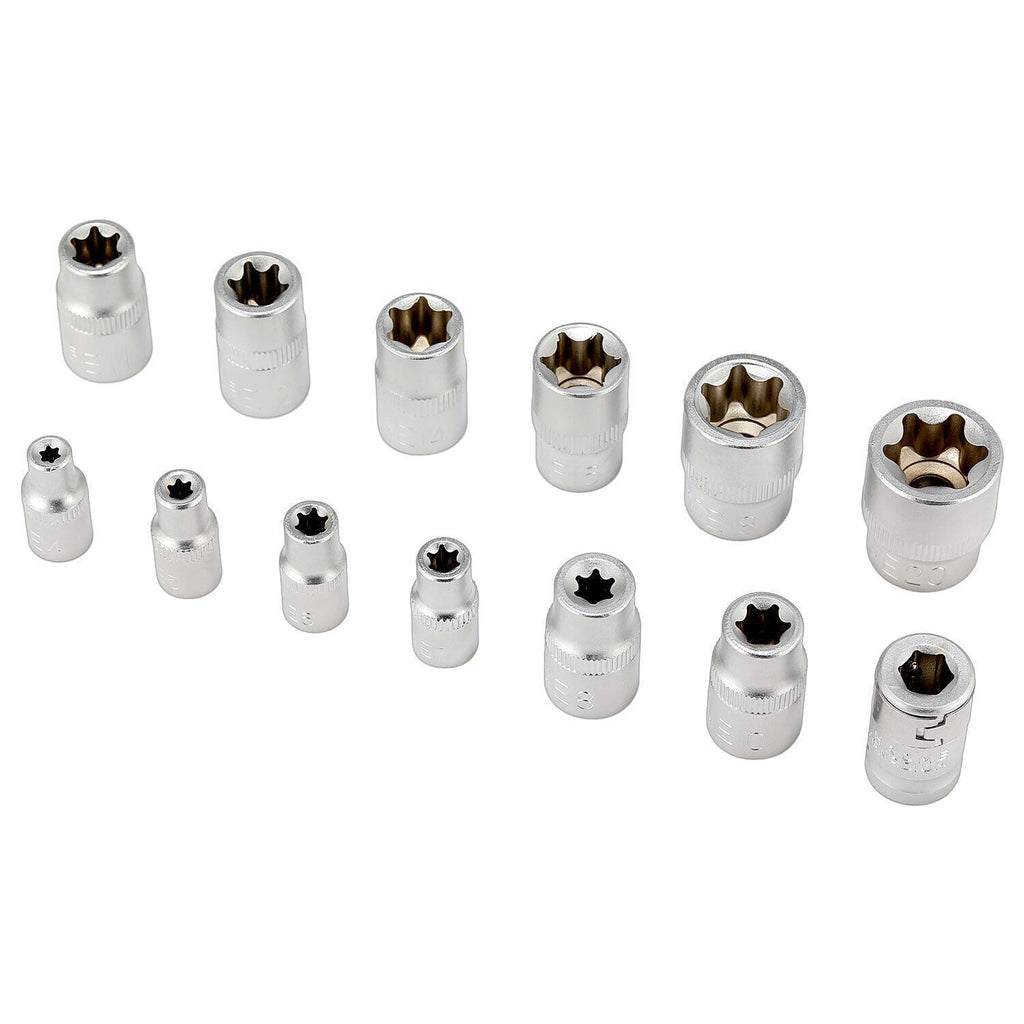34pcs Torx Star Sockets & Bit Set for Male Female E-torx Security Bits 3/8 Drive