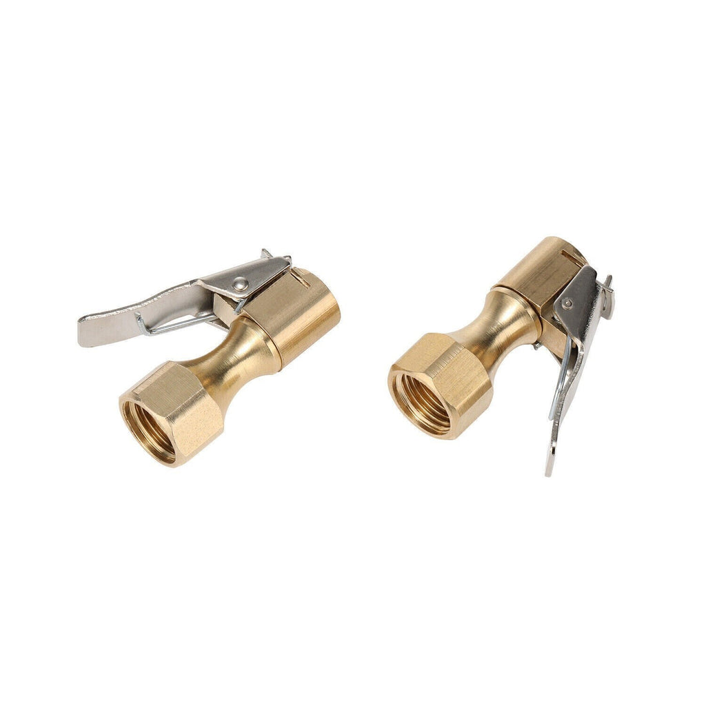 2 Tire Inflatable Straight Brass Open Flow Air Chucks Lock-On Clip 1/4" NPT