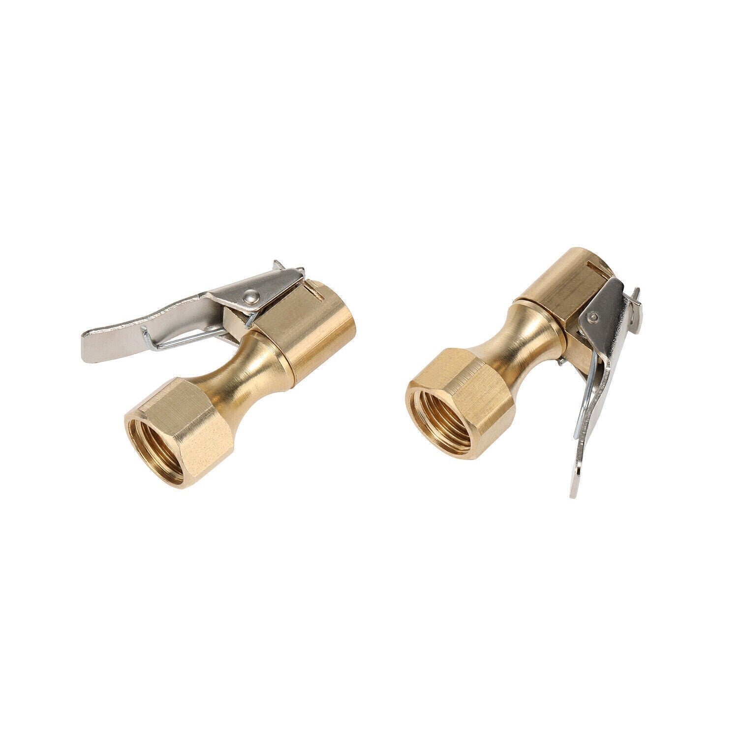 2 Tire Inflatable Straight Brass Open Flow Air Chucks Lock-On Clip 1/4" NPT