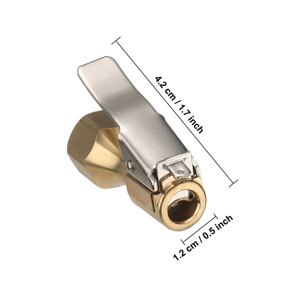 2 Tire Inflatable Straight Brass Open Flow Air Chucks Lock-On Clip 1/4" NPT