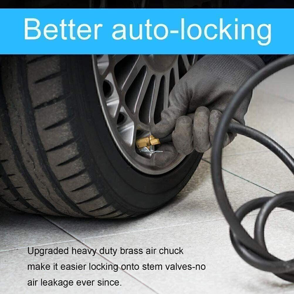2 Tire Inflatable Straight Brass Open Flow Air Chucks Lock-On Clip 1/4" NPT