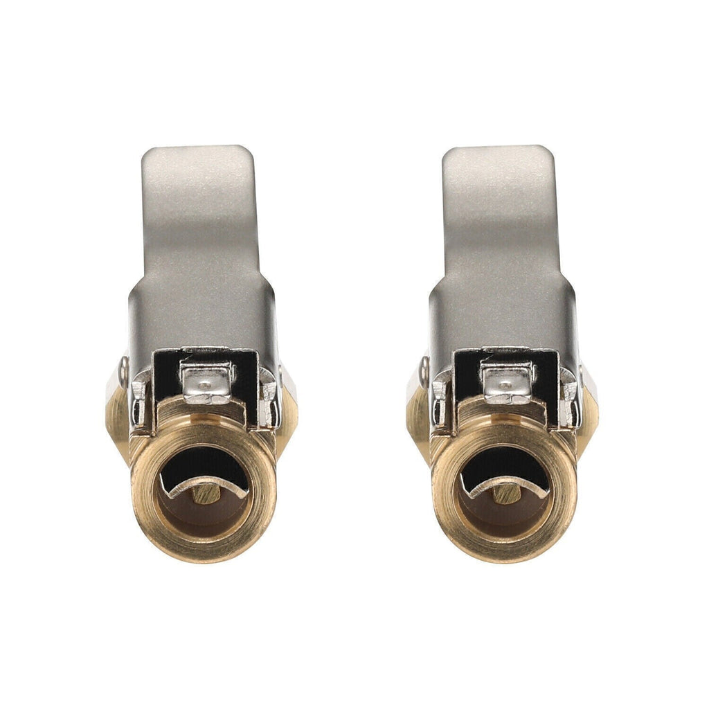 2 Tire Inflatable Straight Brass Open Flow Air Chucks Lock-On Clip 1/4" NPT