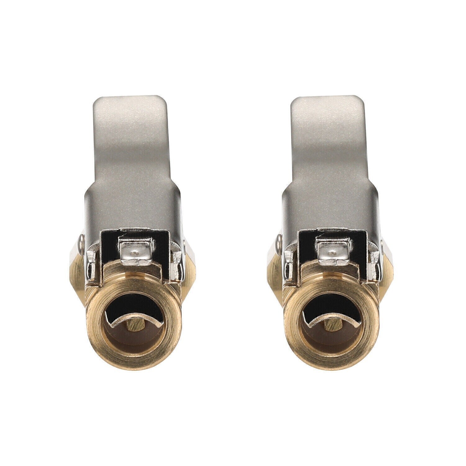 2 Tire Inflatable Straight Brass Open Flow Air Chucks Lock-On Clip 1/4" NPT