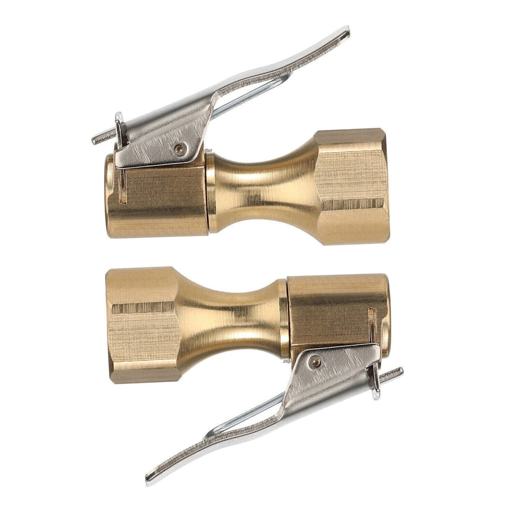 2 Tire Inflatable Straight Brass Open Flow Air Chucks Lock-On Clip 1/4" NPT