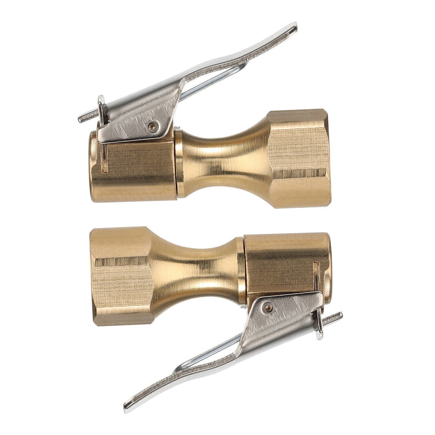 2 Tire Inflatable Straight Brass Open Flow Air Chucks Lock-On Clip 1/4" NPT