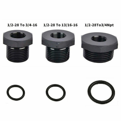 3PCS 1/2-28 to 3/4-16, 13/16-16, 3/4 NPT Thread Oil Filter Adapters Black NEW