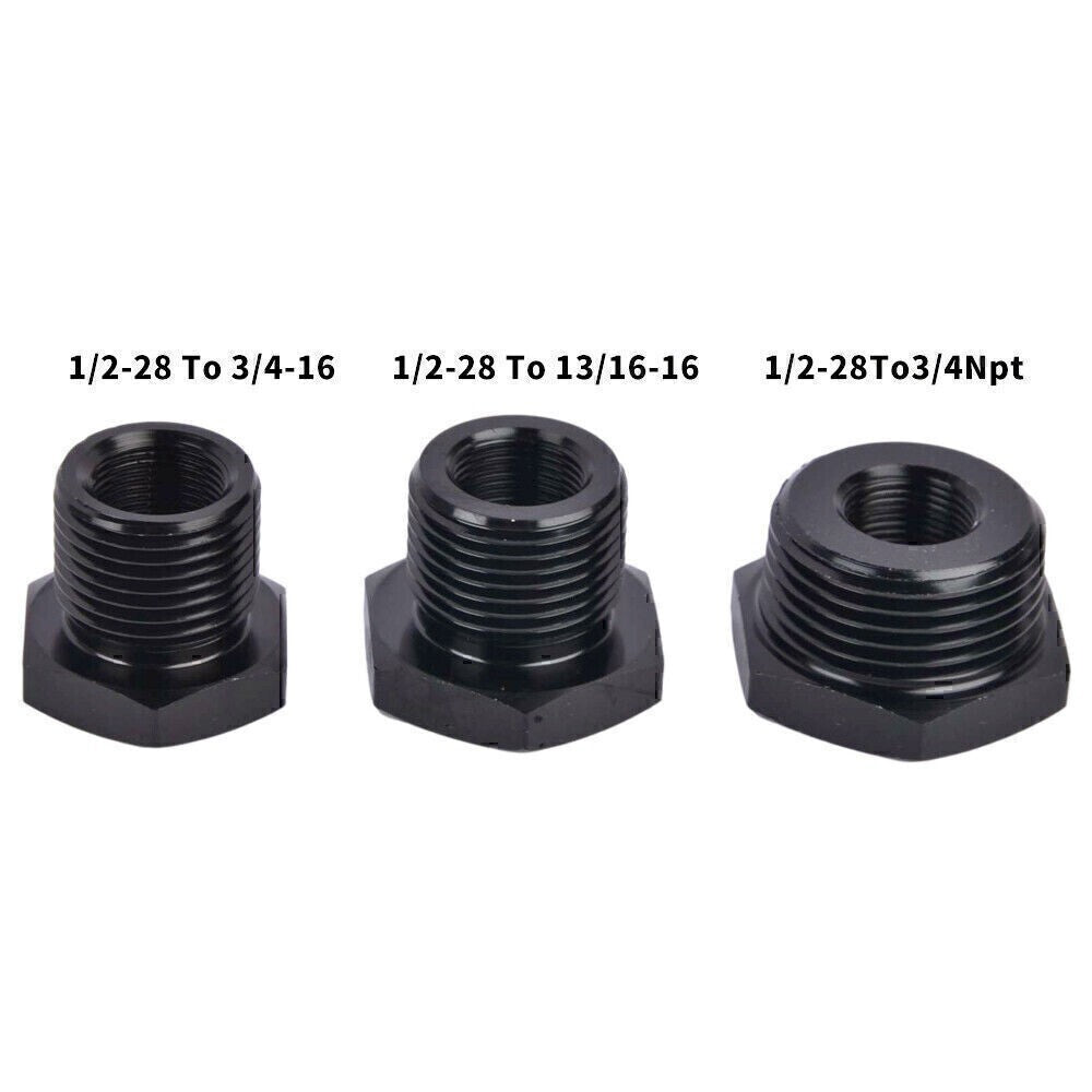 3PCS 1/2-28 to 3/4-16, 13/16-16, 3/4 NPT Thread Oil Filter Adapters Black NEW