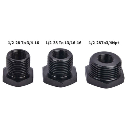 3PCS 1/2-28 to 3/4-16, 13/16-16, 3/4 NPT Thread Oil Filter Adapters Black NEW