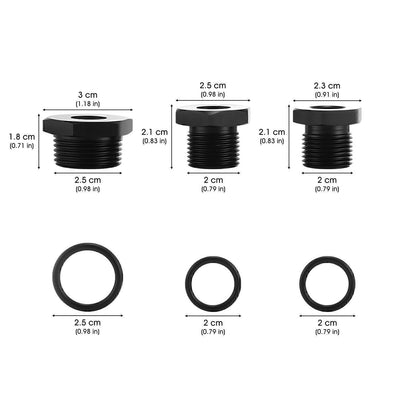 3PCS 1/2-28 to 3/4-16, 13/16-16, 3/4 NPT Thread Oil Filter Adapters Black NEW